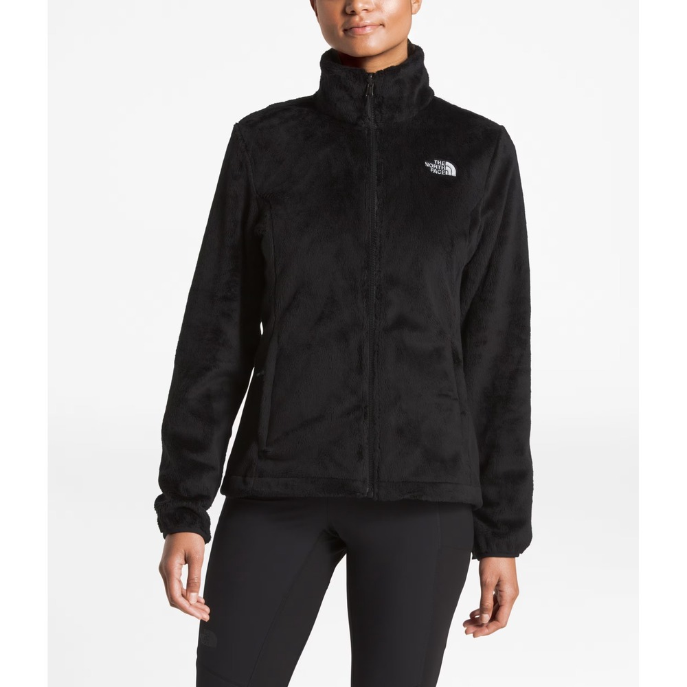 THE NORTH FACE Fuzzy OSITO FLEECE Black ZIP-UP Pockets STAND-UP COLLAR Jacket XL